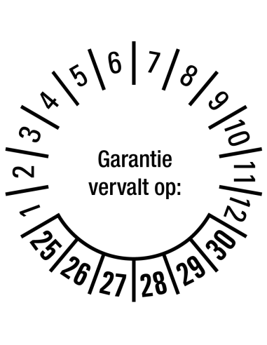 Garantie vervalt op keuringssticker 25-30 - vel