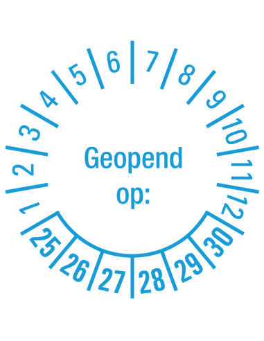 Geopend op keuringssticker 25-30 - vel