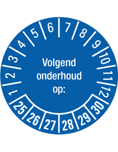 Volgend onderhoud op sticker 25-30 - vel
