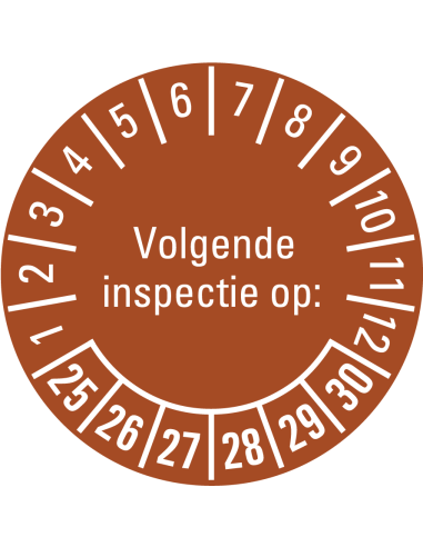 Volgende inspectie op keuringssticker 25-30 - vel
