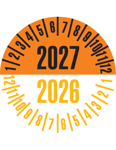 Keuringssticker met 2 jaartallen, 25 mm, 21 stuks vel