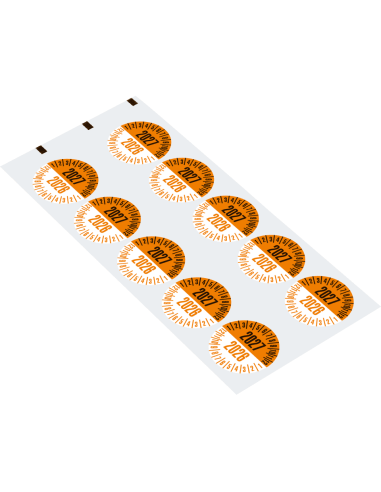 Keuringssticker met 2 jaartallen, 35 mm, 10 stuks per vel