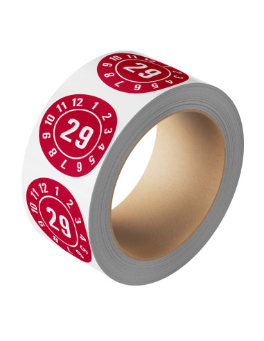 Keuringssticker met jaartal op rol