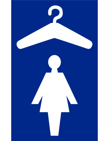 Garderobe vrouw sticker, blauw wit, staand
