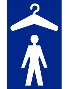 Garderobe man sticker, blauw wit, staand