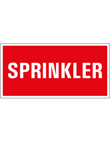 Sprinkler sticker met tekst, rood wit, rechthoek, Nederlands
