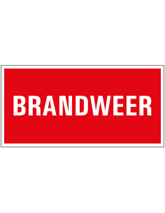 Brandweer bordmet tekst, rood wit, rechthoekig, kunststof, Nederlands