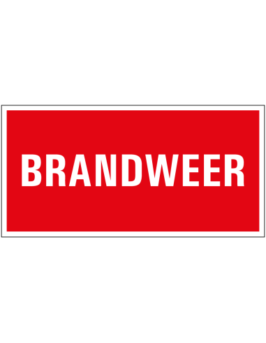 Brandweer bordmet tekst, rood wit, rechthoekig, kunststof, Nederlands