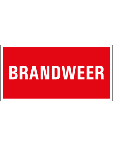 Brandweer bordmet tekst, rood wit, rechthoekig, kunststof, Nederlands