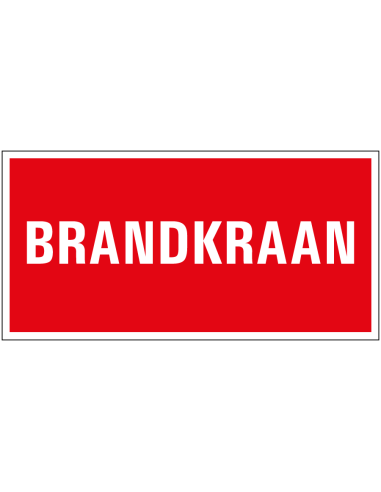 Brandkraan bord met tekst, rood wit, rechthoekig, kunststof, Nederlands