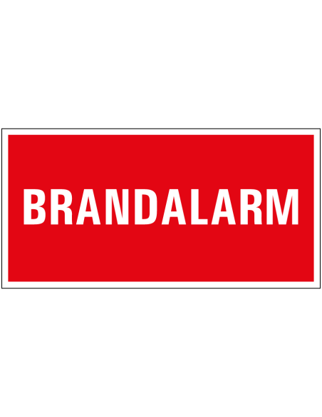 Brandalarm bord met tekst, rood wit, rechthoekig, kunststof, Nederlands