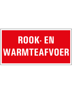 Rook- en warmtafvoer bord met tekst, rood wit, rechthoekig, kunststof, Nederlands
