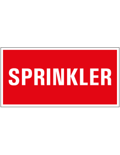 Sprinkler bord met tekst, rood wit, rechthoekig, kunststof, Nederlands