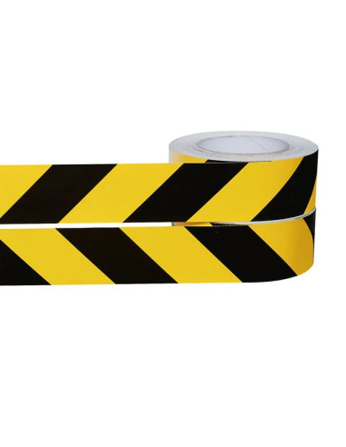 reflecterende waarschuwingsmarkering geel zwart - zelfklevend - 50 mm - 25 m 1