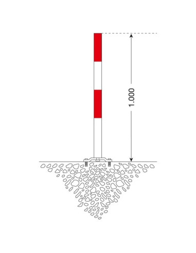PARAT B afzetpaal + voetplaat - 1 kettingoog - rood wit 4