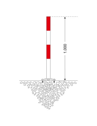 PARAT B afzetpaal + voetplaat - 2 kettingogen - rood wit 4