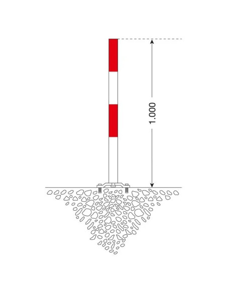 PARAT B afzetpaal + voetplaat - 2 kettingogen - rood wit 4