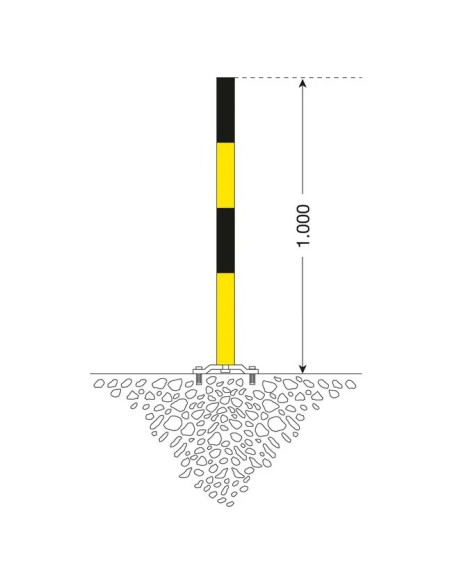 PARAT B afzetpaal + voetplaat - 1 kettingoog - geel zwart 4
