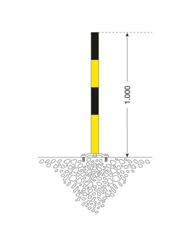 PARAT B afzetpaal + voetplaat - 2 kettingogen - geel zwart 4