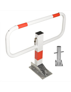 SESAM - Privaat parkeerbeugel op voetplaat - wit met rode banden 1