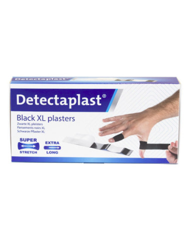 Super Stretch Textielpleisters Vinger - 120 x 20 mm - 50 stuks - Zwart 1