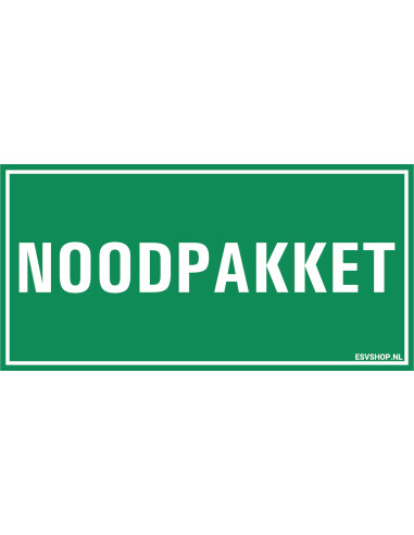 Noodpakket sticker met tekst
