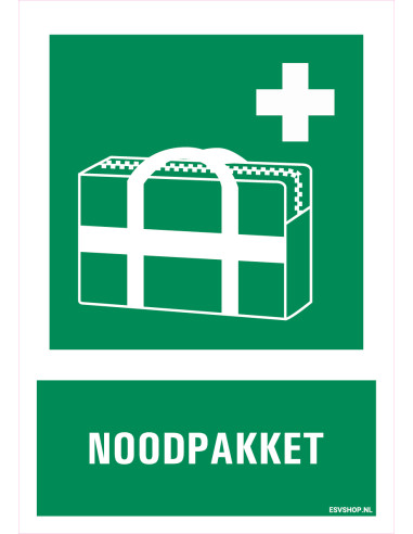 Noodpakket magneetsticker met pictogram en tekst