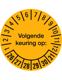 Volgende keuring op sticker 26-31 op vel