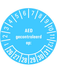 AED gecontroleerd op keuringssticker 25-30 - vel