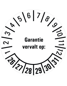 Garantie vervalt op keuringssticker 26-31 - vel