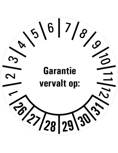 Garantie vervalt op keuringssticker 26-31 - vel