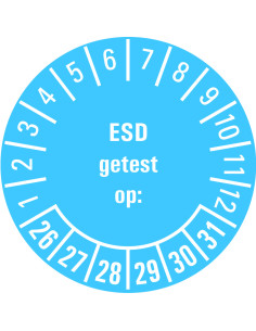 ESD getest op keuringssticker 26-31 - vel