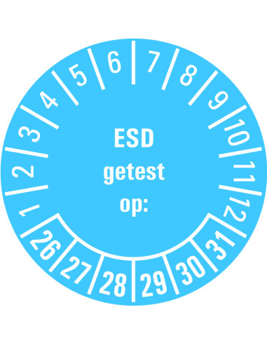 ESD getest op keuringssticker 26-31 - vel