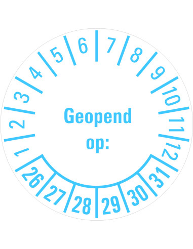 Geopend op keuringssticker 26-31 - vel