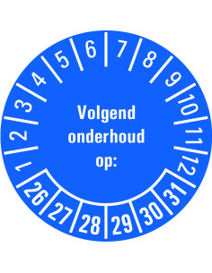 Volgend onderhoud op sticker 26-31 - vel