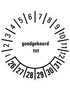 Goedgekeurd tot keuringssticker 26-31 - vel