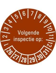 Volgende inspectie op keuringssticker 26-31 - vel