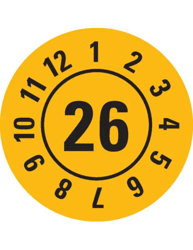 Keuringssticker met jaartal 26 op rol - rood 1