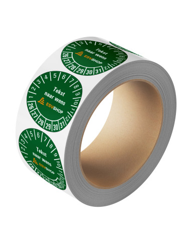 Keuringssticker met logo of tekst naar wens - rol - laminaat - groen