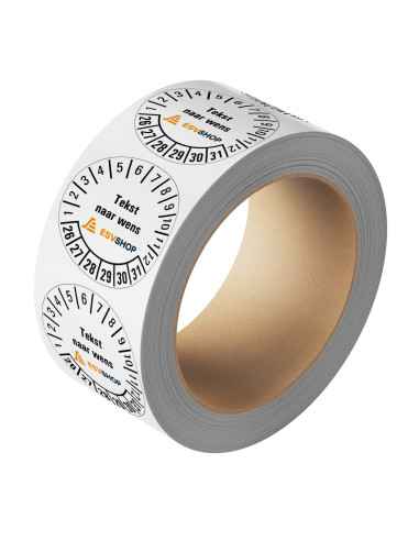 Keuringssticker met logo of tekst naar wens - rol - laminaat - wit