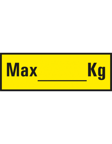 Sticker 'maximaal .... kilo', beschrijfbaar