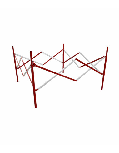 Strellis Metalen Schaarhek 4-Zijdig Rood/Wit Opvouwbaar 1