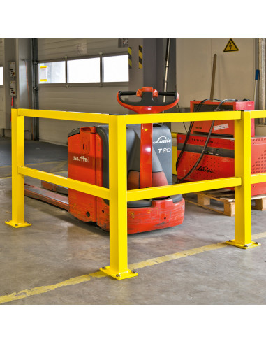 Magazijn railing S-Line begin-/eindpaal, gecoat, geel kopen?