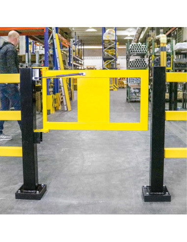 Deur met gasdrukveer voor magazijn railing HYBRID, zwart geel kopen?