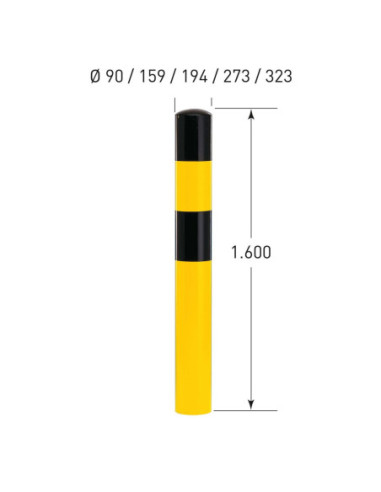 Rampaal S Ø90 mm, om in te betonneren, gecoat, geel zwart kopen?