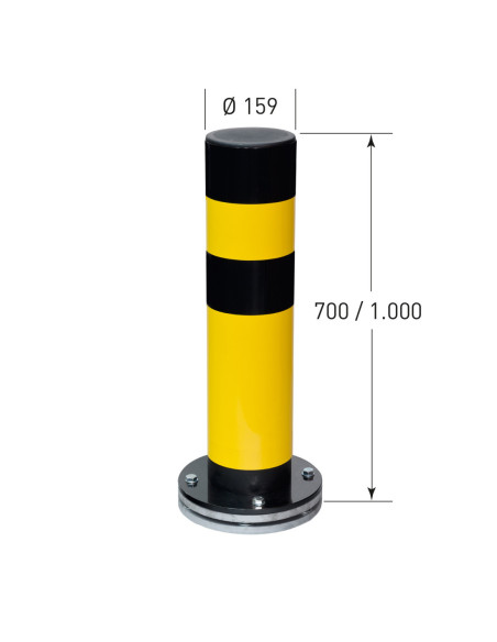 Verende en draaiende rampaal SWING Ø159 mm, gecoat, geel zwart kopen?