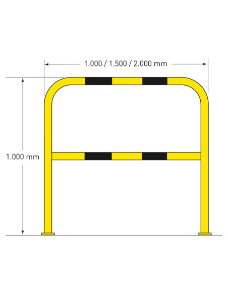 Beschermbeugel Ø48 mm op voetplaten, gecoat, geel zwart kopen?