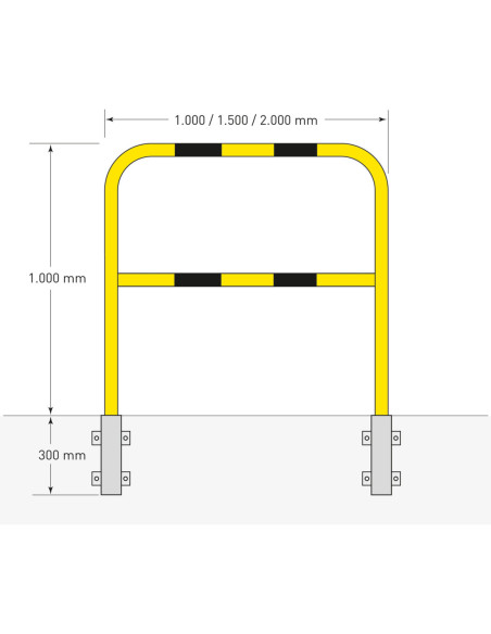 Beschermbeugel Ø48 mm om in te betonneren, uitneembaar, verzinkt en gecoat, geel zwart kopen?