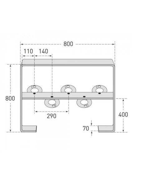 Aanleunbeugel GILA 800 x 800 mm op voetplaten, met kniebeugel kopen?
