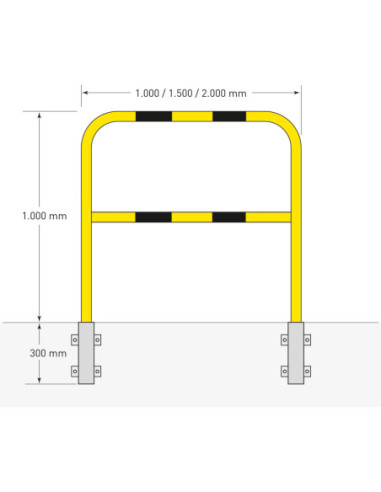 Beschermbeugel Ø48 mm om in te betonneren, uitneembaar, verzinkt en gecoat, geel zwart kopen?